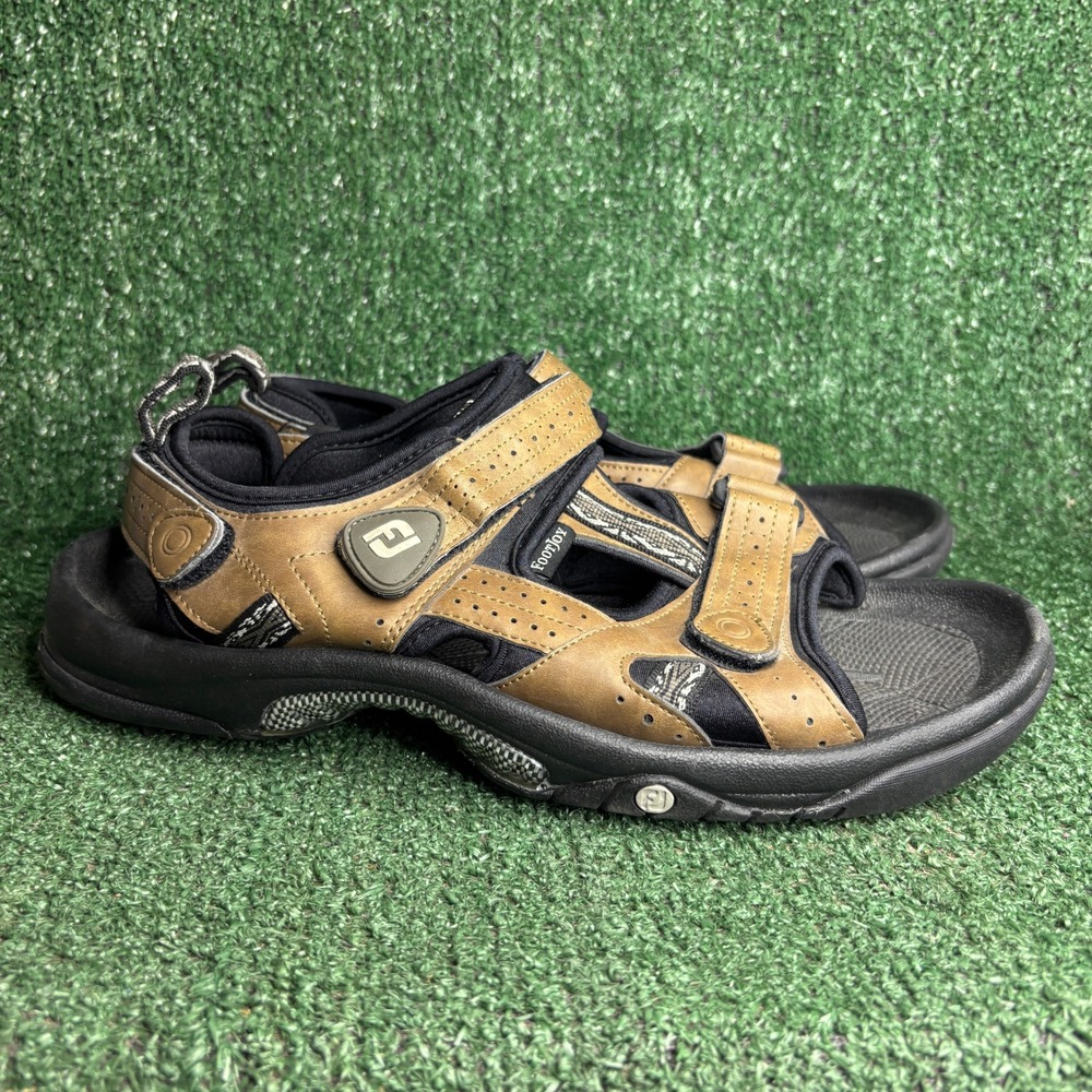 FootJoy Golf Spiked Cleated Athletic Sport Sandals Brown Mens Size 13 Worn 1X